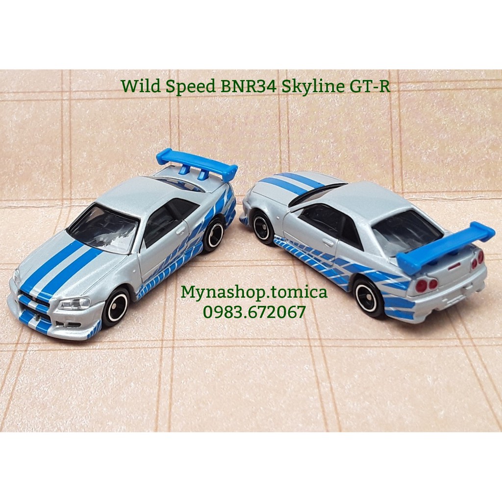Xe mô hình tĩnh tomica không hộp - Wild Speed BNR34 Skyline GT-R.