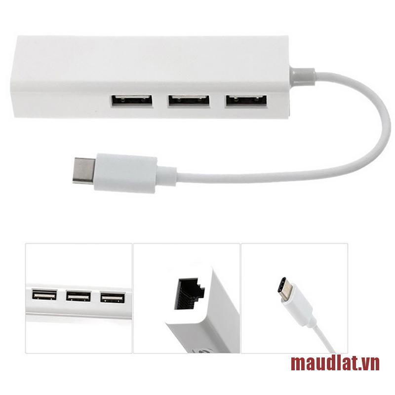 Bộ Chia 3 Cổng Usb 3.1 Type C Sang Usb Rj45 Ethernet Lan