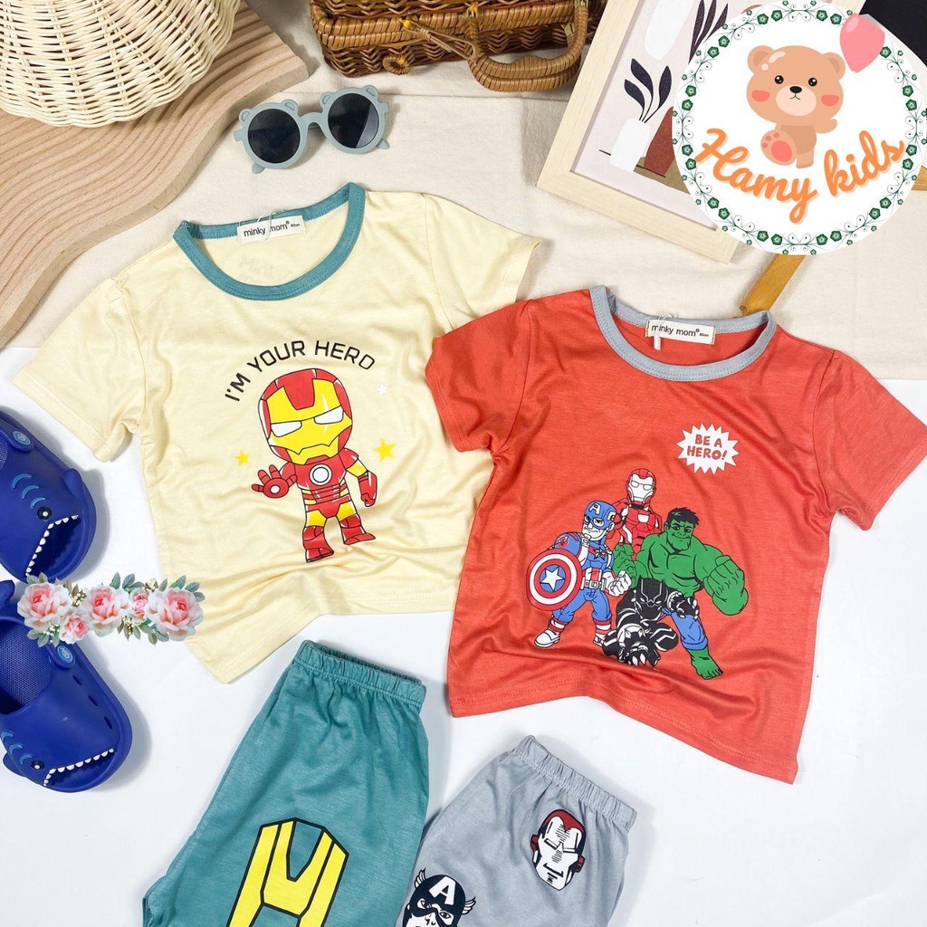 Đồ Bộ Minky Mom Chính Hãng Bé Trai Bé Gái Thun Lạnh Hình Avengers Siêu Nhân Cho Bé Từ 0-5 Tuổi Dưới 20kg - Hamykids