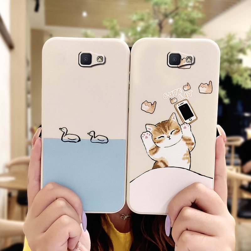 Skin feel silicone protective case Phone Case For Samsung Galaxy J7 Prime/2/2018/ON7 2016/G610F Cartoon Lens package