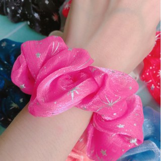 Cột tóc voan Scrunchies in hình dạ quang (9 màu)