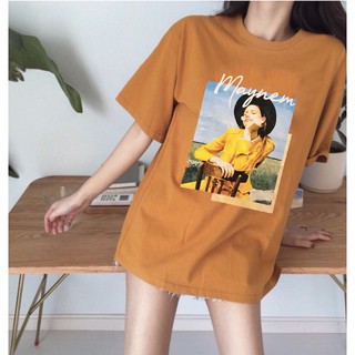 áo phông nữ phom rộng in hình cô gái