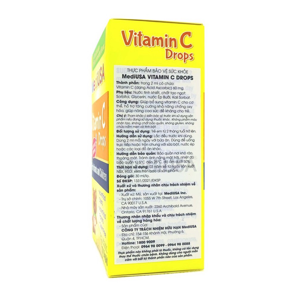 Vit C dạng giọt MediUSA Vitamin C Drops lọ 30ml