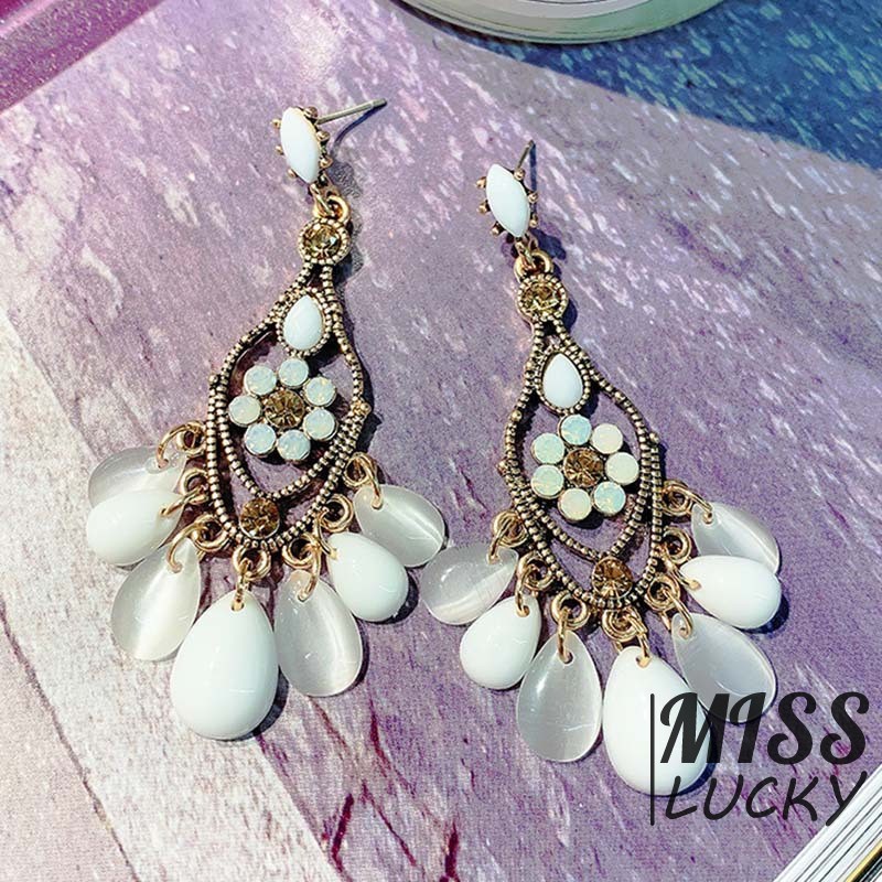 Khuyên tai nữ kiểu dáng retro thời trang phong cách Hàn Quốc