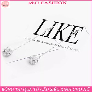 Khuyên tai Bông tai nữ - Khuyên dài quả tú cầu sang trọng phong cách Hàn quốc KT-04