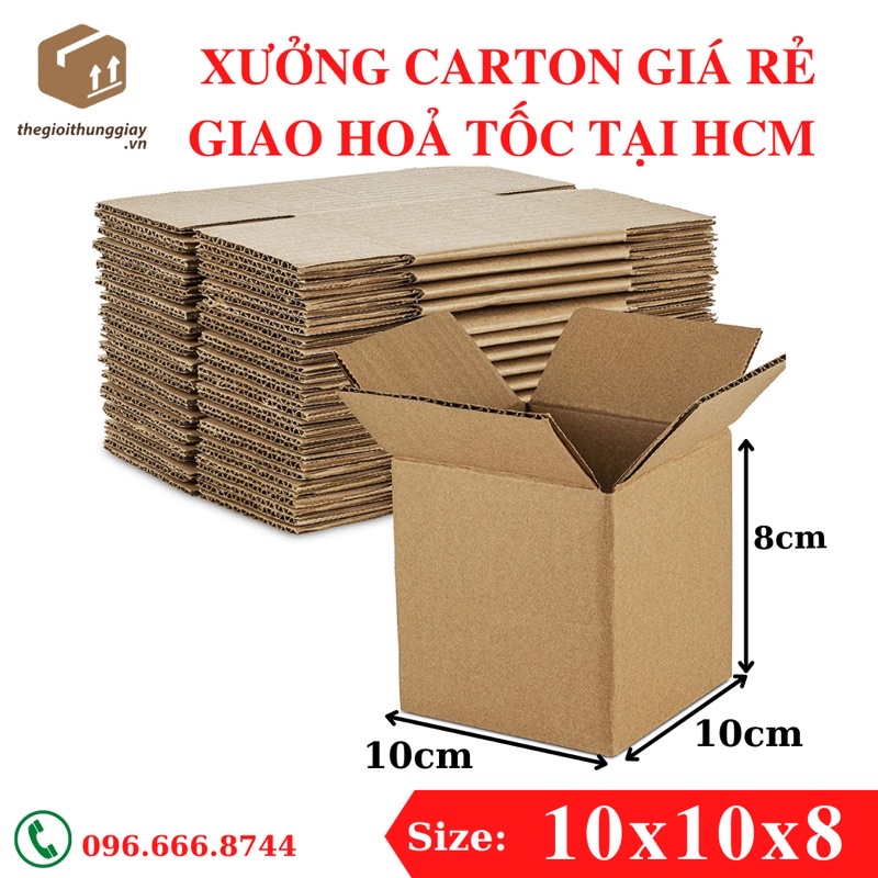 10x10x8 hộp giấy carton shipcod hàng online đóng mỹ phẩm