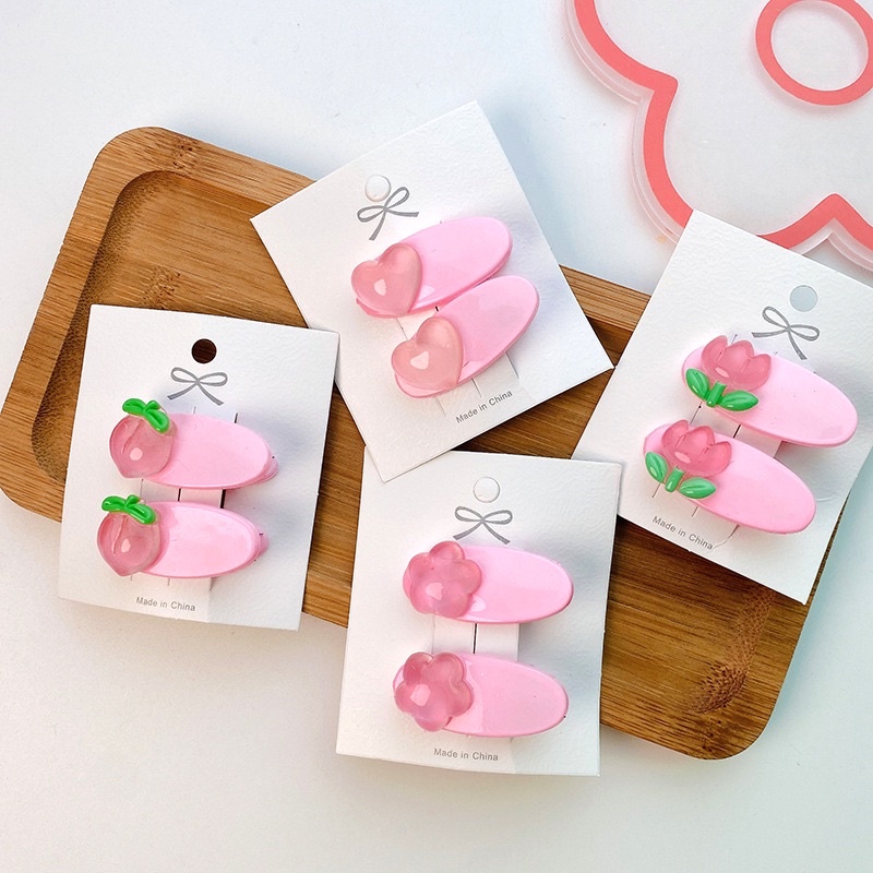 Set 2 kẹp tóc màu hồng cho bé yêu