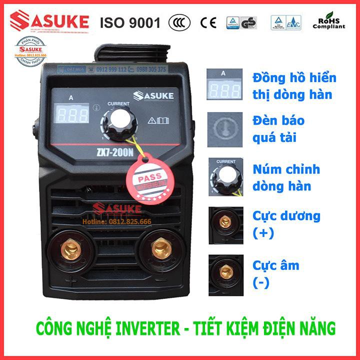 Máy hàn điện tử mini inverter Sasuke mã ZX7-200N ( Đầy đủ phụ kiện, dây hàn, dây mass, mặt nạ, găng tay da, que hàn)