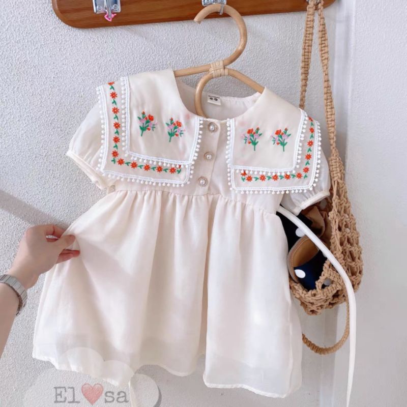 Váy  tiểu thư thêu xinh xắn bé gái