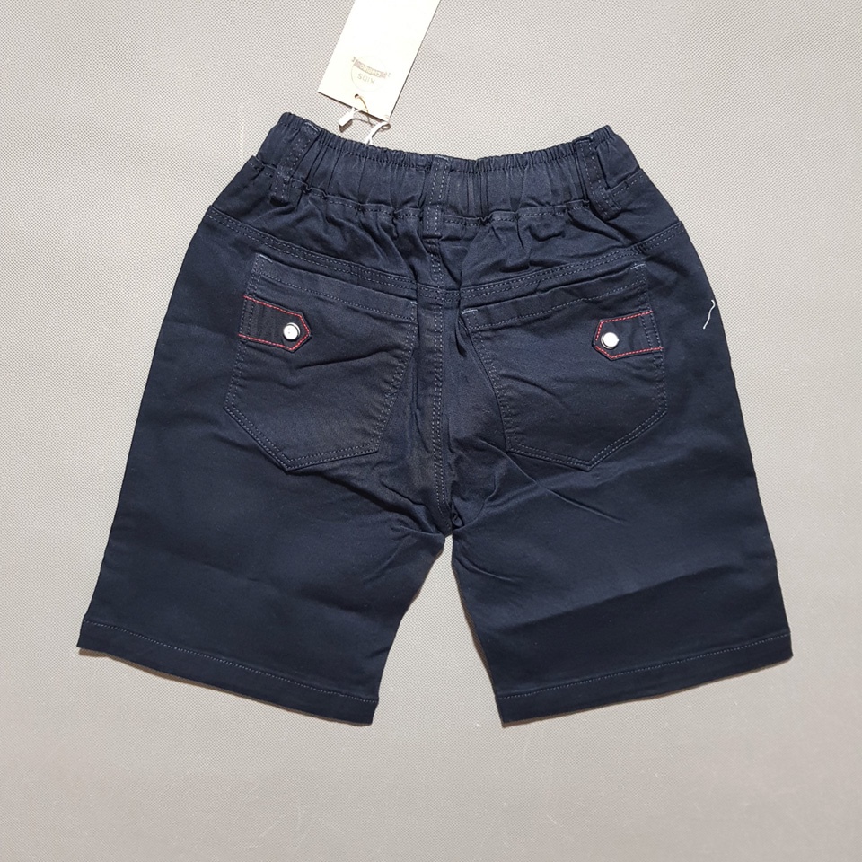 Quần lửng kaki màu xanh in chữ bé trai 23-43kg