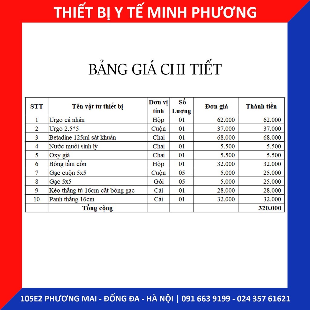 Bộ kit y tế sơ cứu khẩn cấp tiện dụng trong gia đình, dã ngoại 10 món