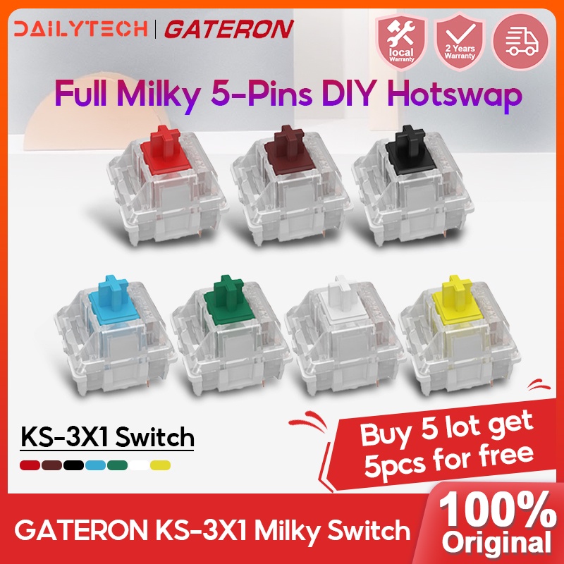 Set 10 phím cơ GATERON KS-3X1 5 chốt màu vàng sữa
