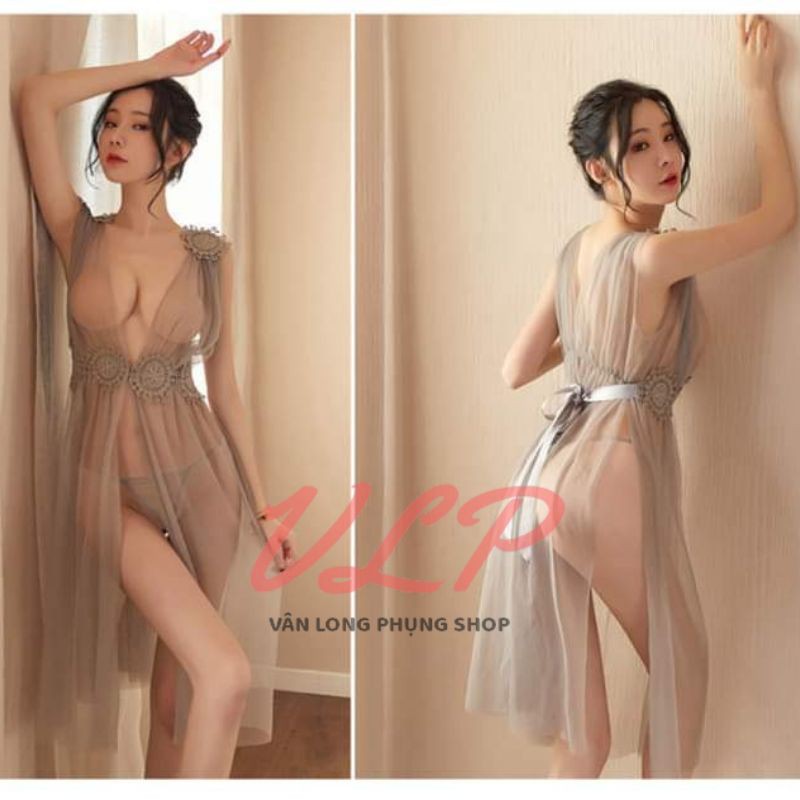 [BIGSIZE_100KG]_DN42_Đầm ngủ nữ xẻ tà xẻ ngực sexy