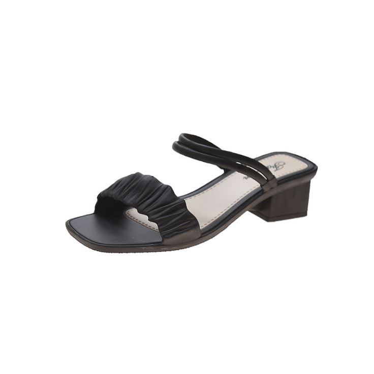 Giày sandal cao gót quai ngang xếp ly xinh xắn dành cho nữ DN34