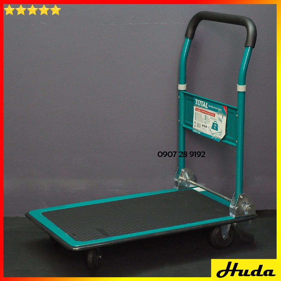 Xe đẩy hàng gấp gọn TOTAL tải trọng 150kg sàn 100% bằng thép tay cầm gấp gọn có miếng chống trơn