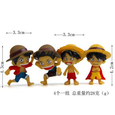 Cod 4Pcs DIY Toys One Piece mini Luffy Dolls