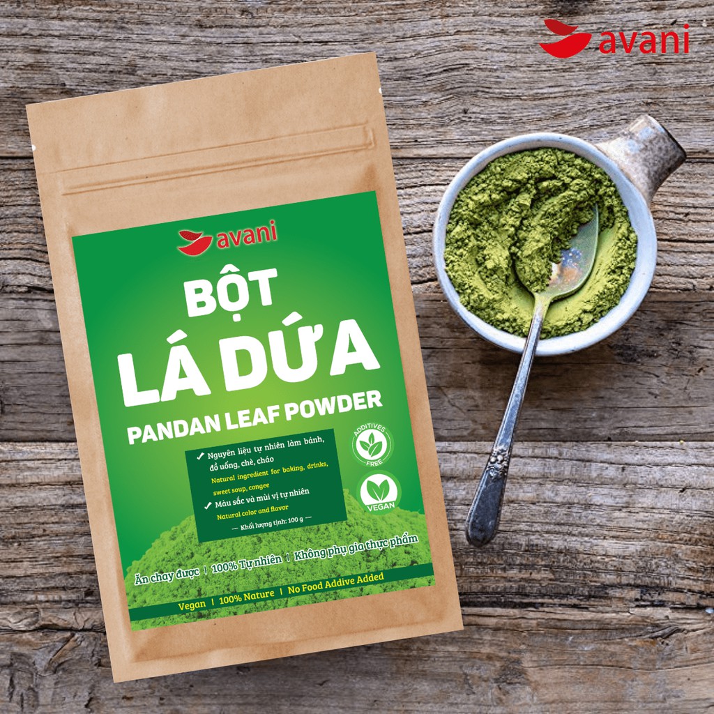 Bột Lá Dứa Nếp Avani 100gram ( Pandan Leaf Powder) - Bột rau củ nguyên chất