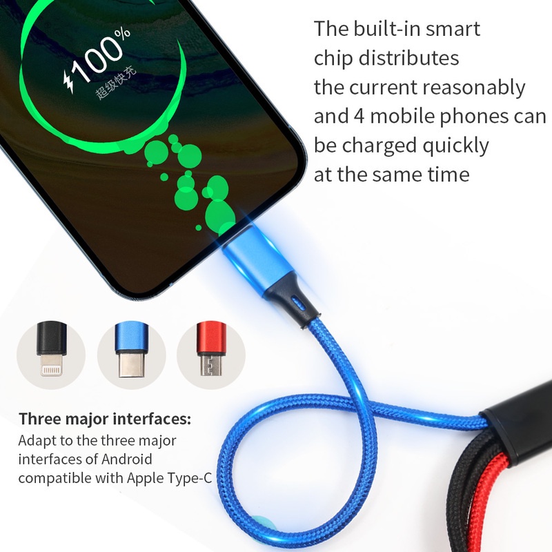 Dây CáP SạC Nhanh 3A 4 Trong 1 Chuyên DụNg Cho ĐiệN ThoạI