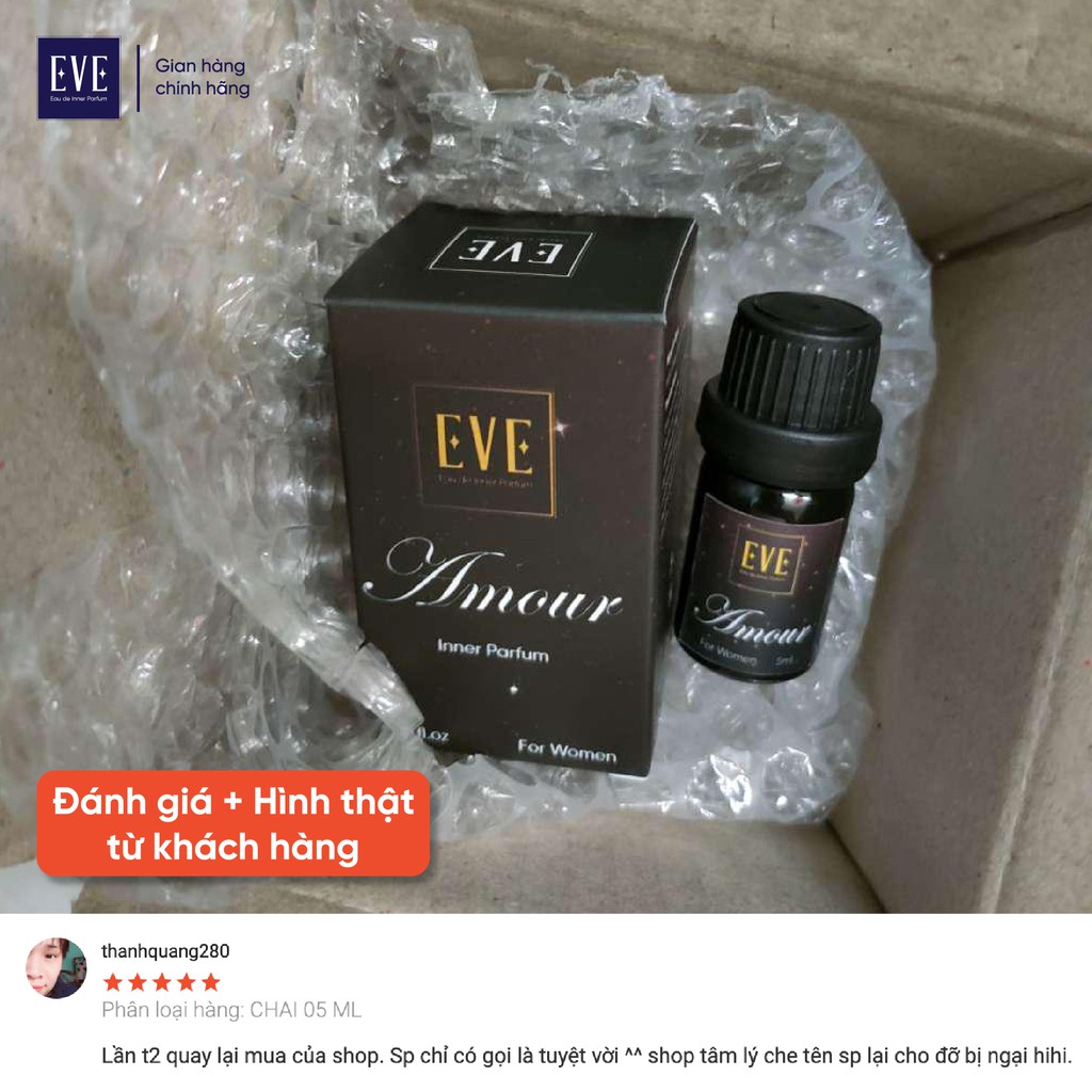 Nước Hoa Cô Bé Bím AMOUR 5ml Lưu Hương Thơm Lâu - Nước Hoa Vùng Kín Nữ Chính Hãng EVE Eau de Inner Parfum (Có che tên)