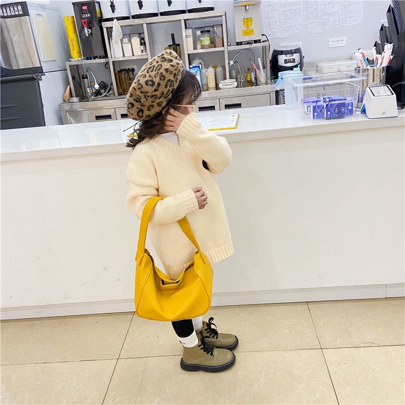 Túi Đeo Vai Màu Trơn Phong Cách Hàn Quốc Cổ Điển Thời Trang Mới Cho Bé Gái