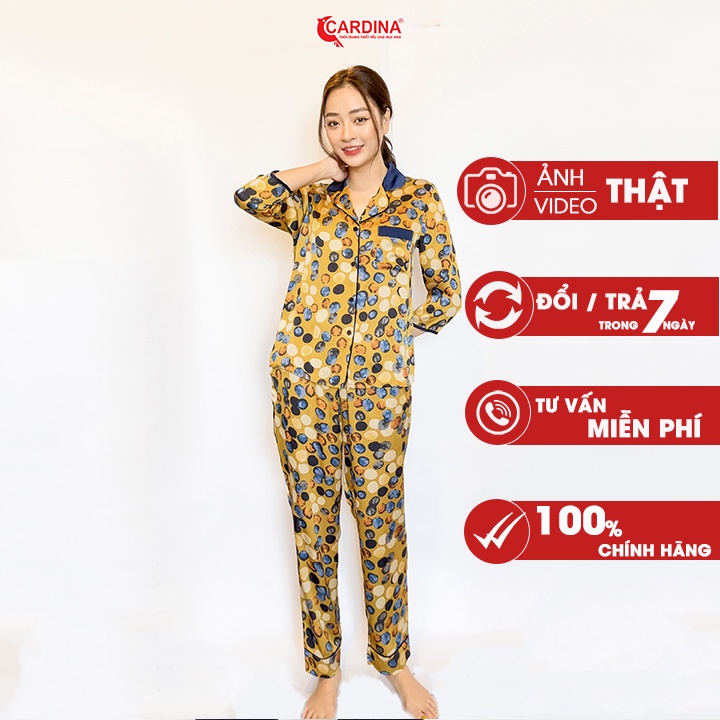 Đồ Bộ Nữ 𝐂𝐀𝐑𝐃𝐈𝐍𝐀 Pijama Chất Lụa Satin Nhật 7 Màu Cao Cấp Quần Dài Áo Tay Lỡ Họa Tiết 1Pi17