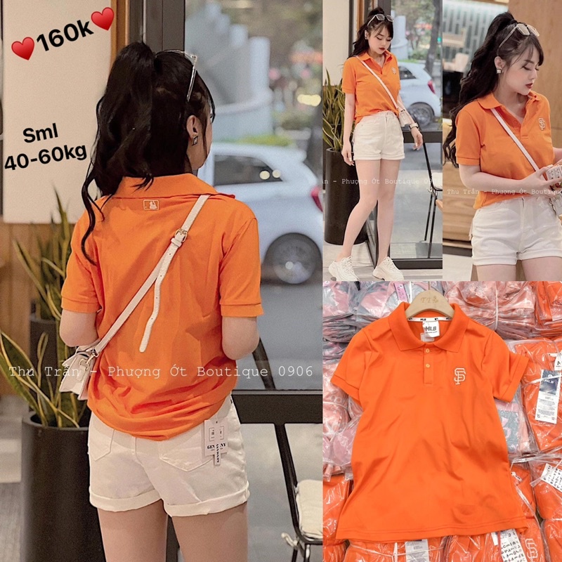 Áo polo cam thêu chữ cho nữ♥️Elisa fashion♥️