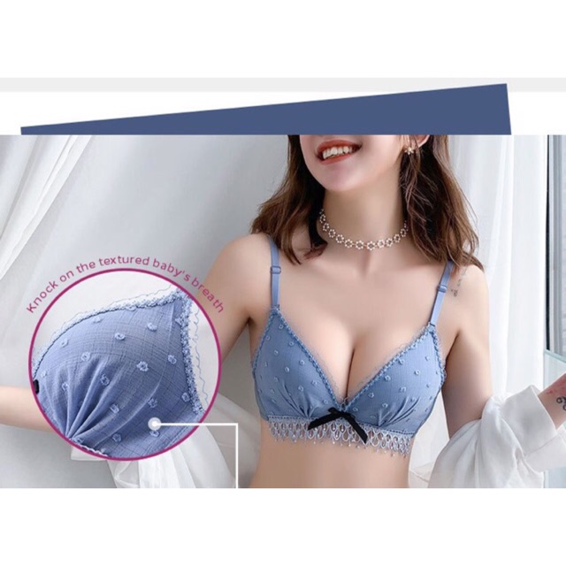 Áo lót, bộ áo lót không gọng cotton phủ ren cao cấp họa tiết hoa nhí sao băng siêu xinh (Luôn che tên sản phẩm)