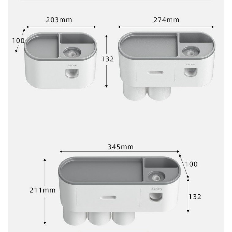 Kệ Để Đồ Phòng Tắm Kèm Nhả Kem Tự Động ,Treo Bàn Chải Và Cốc Đánh Răng -Bộ 3 Cốc ( Ảnh ,Video Thật 100%)