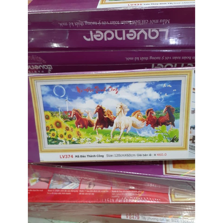 Tranh đính đá mã đáo thành công KT:120x60cm. Tranh gắn đá chưa đính.