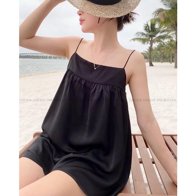 Sét đùi áo 2 dây dáng babydoll, bộ ngủ 2 dây nữ