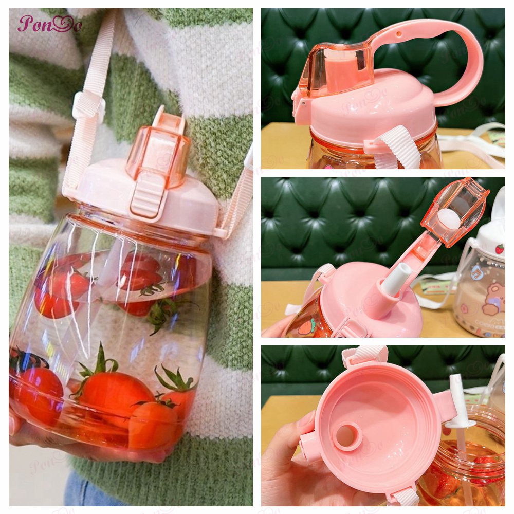 Bình nước có ống hút kiểu dáng dễ thương sử dụng tiện lợi