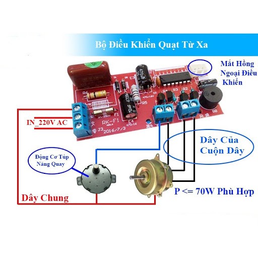 Mạch điều khiển quạt từ xa mạch đỏ có ic bảo vệ quá áp