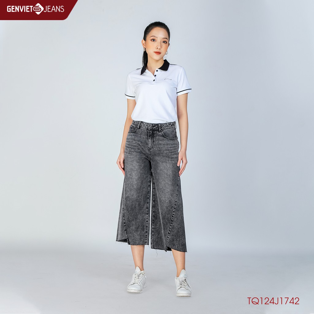 Quần dài jeans nữ ống suông TQ124J1742 GENVIET