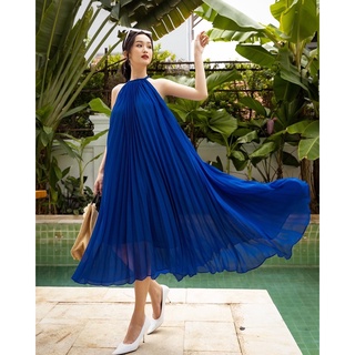 váy voan dập ly swan dress