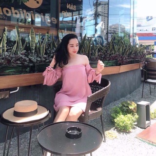 Đầm Trễ Vai nơ tay