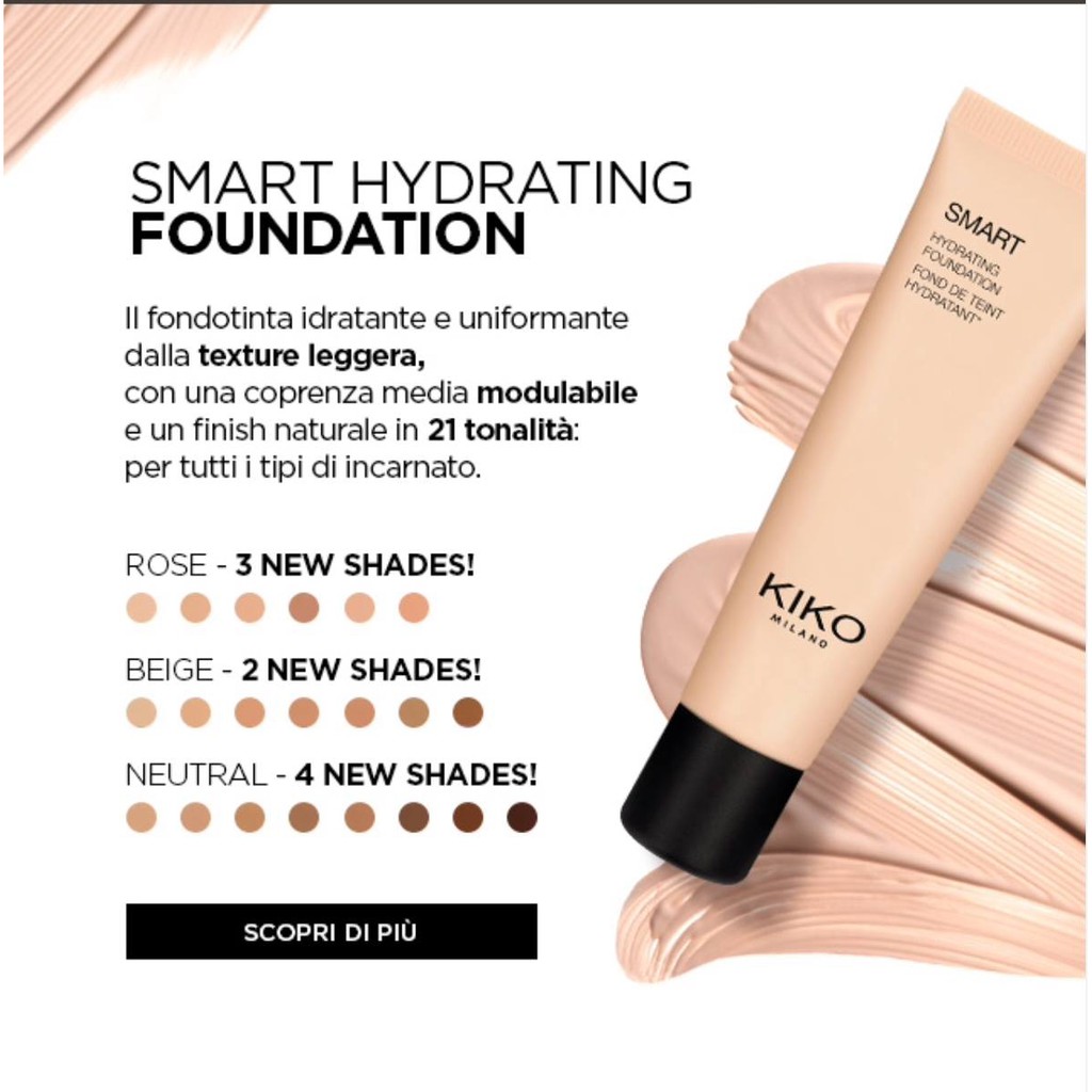 Hàng Pháp - Kem nền dưỡng ẩm Kiko Smart Hydrating foundation