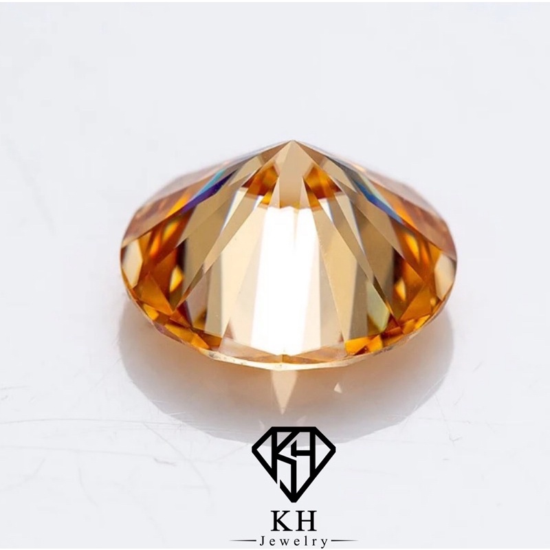 Xoàn nhân tạo Moissanite Màu Vàng Champagne Siêu đẹp 5mm-7,2mm