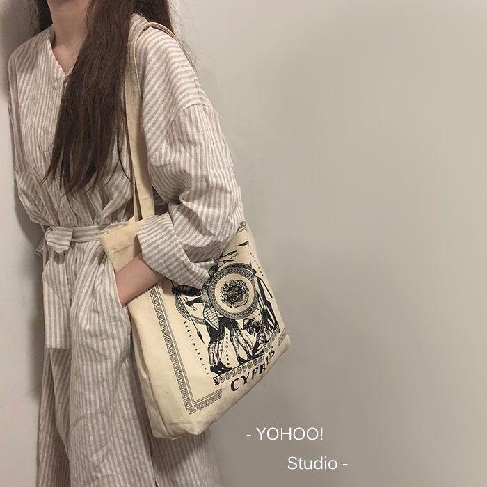 Túi đeo vai bằng vải canvas phong cách Hàn Quốc thời trang cho nữ