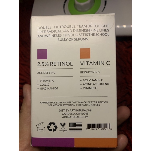 sét combo serum artnaturals ( vitamin c+ 2.5 % retinol)