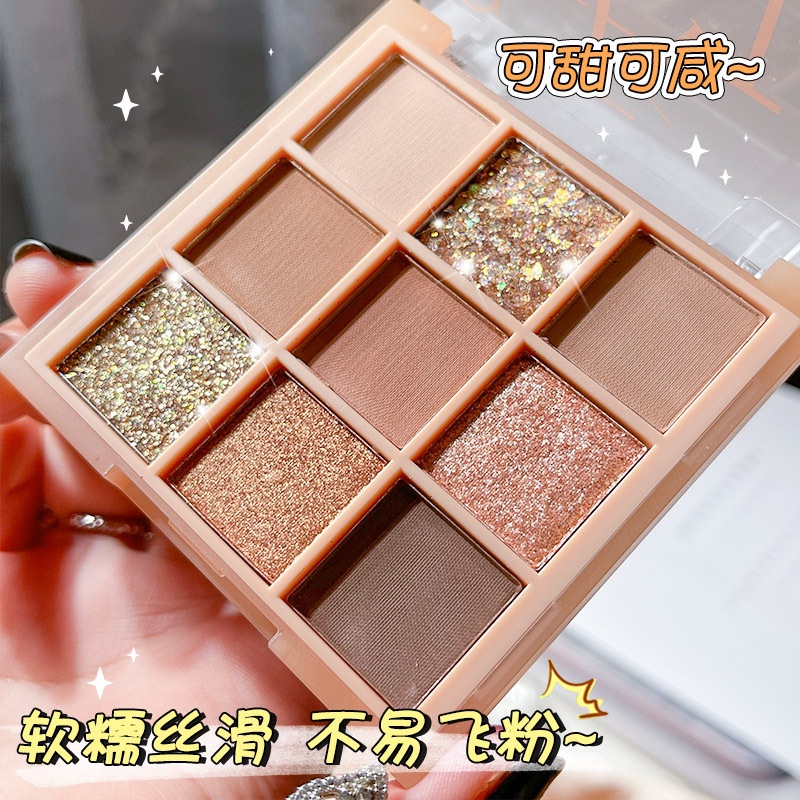 Bảng Phấn Mắt Chín Màu Sắc Long Lanh Ánh Ngọc Trai Trang Điểm Hàng Ngày Cho Học Sinh