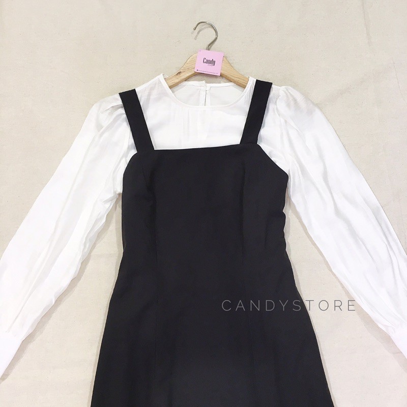 Miza - set áo tay dài và váy cổ vuông xẻ tà style HQ | BigBuy360 - bigbuy360.vn