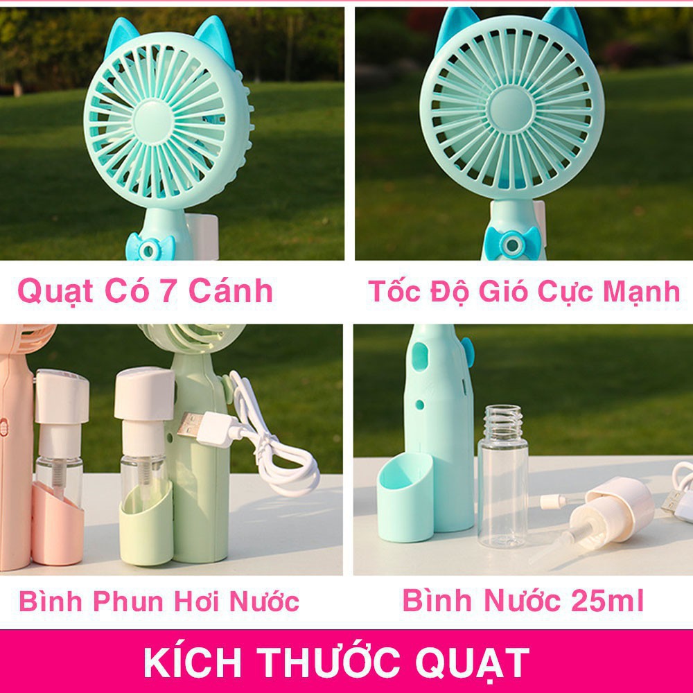 Quạt Phun Sương Cầm Tay Mini - Quạt Cầm Tay Mini Có Tích Hợp Phun Sương Cực Mát