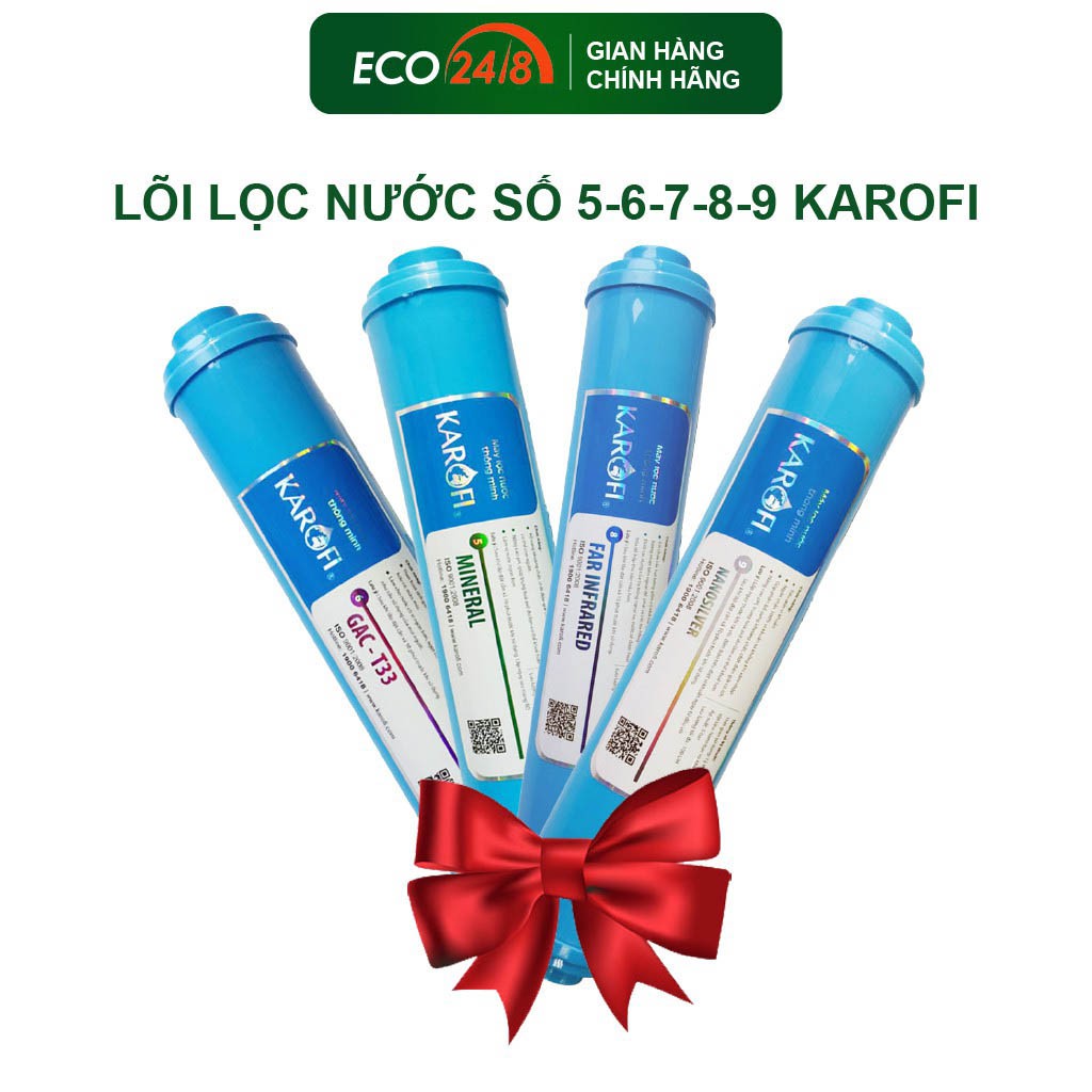 Bộ Lõi Lọc Chức Năng KAROFI Số 5,6,7,8,9 (GAC-T33, Khoáng Đá, Hồng Ngoại Xa, Nano Bạc, Alkaline)