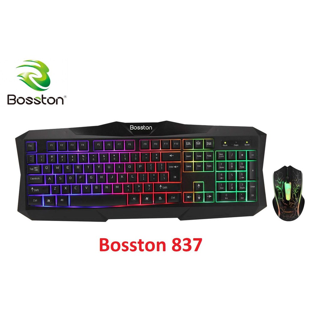 Combo Phím Chuột chuyên game Bosston G837 Led 7 Màu