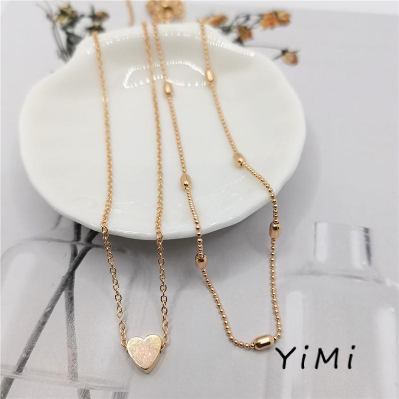 Vòng cổ nhiều lớp mặt hình trái tim thời trang nữ dễ thương