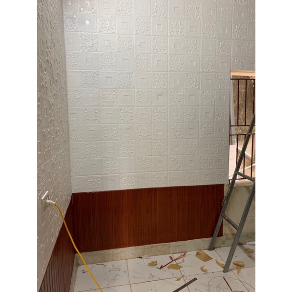 xốp dán tường hoa văn tim trắng 35x35cm | BigBuy360 - bigbuy360.vn