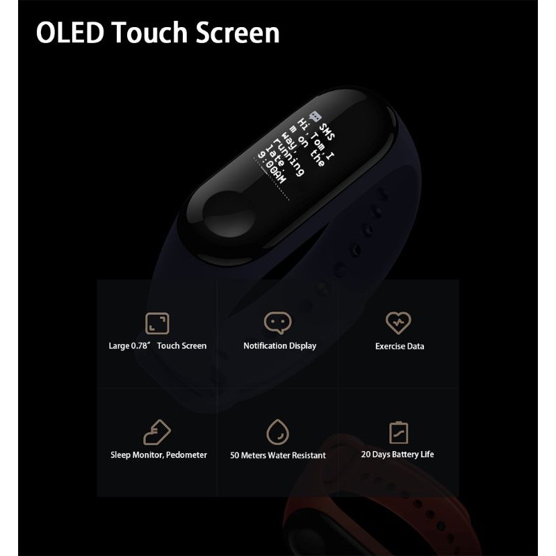 Vòng Đeo Tay Xiaomi Mi Band 3 Phiên Bản Trung Quốc Tiêu Chuẩn