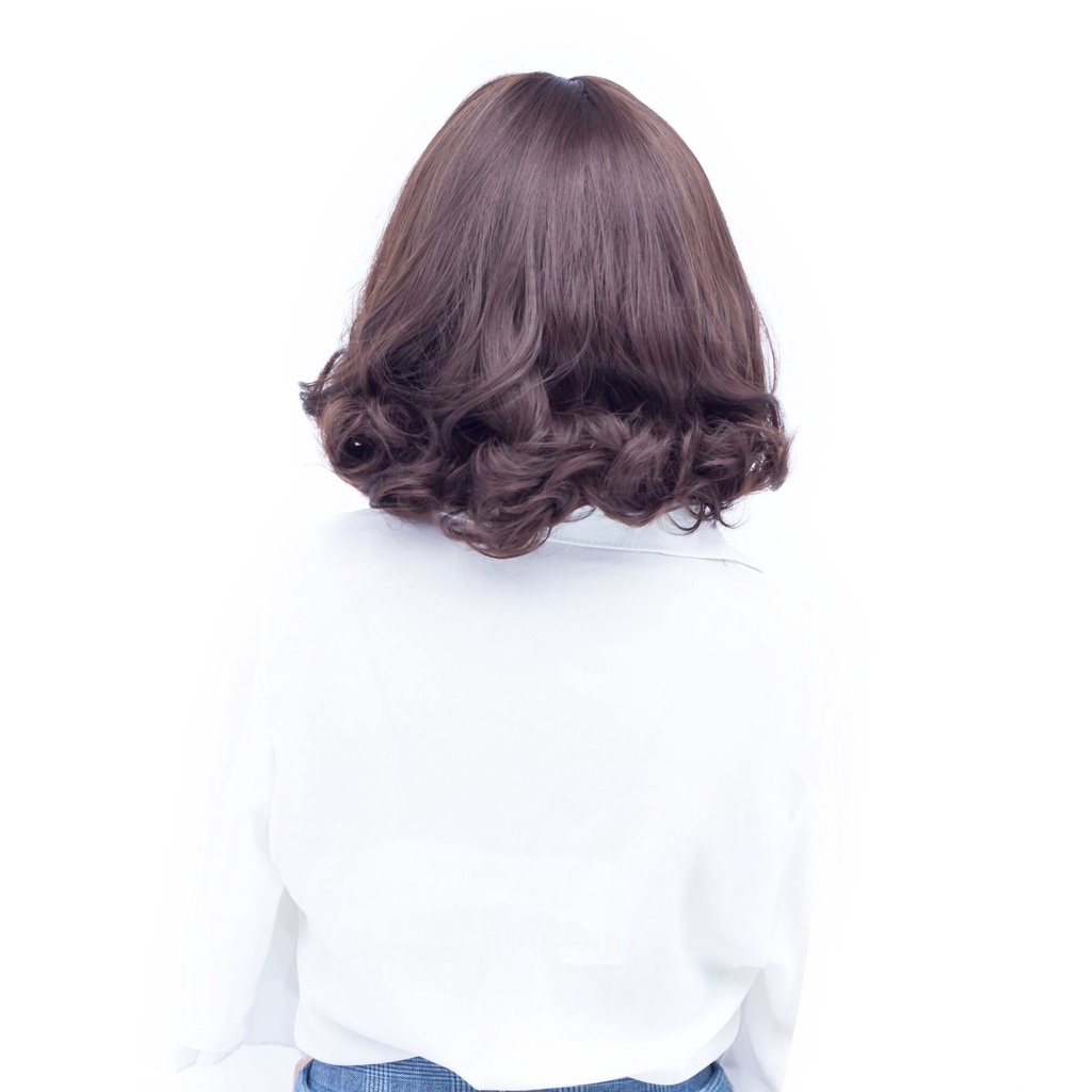Tóc giả cả đầu ❤️FREESHIP❤️ Tóc giả nguyên đầu víc xoăn ngắn 20cm vàng tây D3038