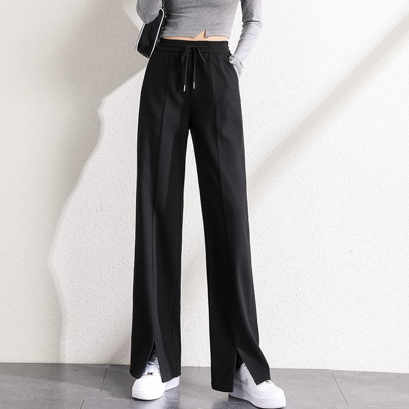 Quần dài lưng cao ống rộng thiết kế xẻ tà cá tính thời trang dành cho nữ | BigBuy360 - bigbuy360.vn