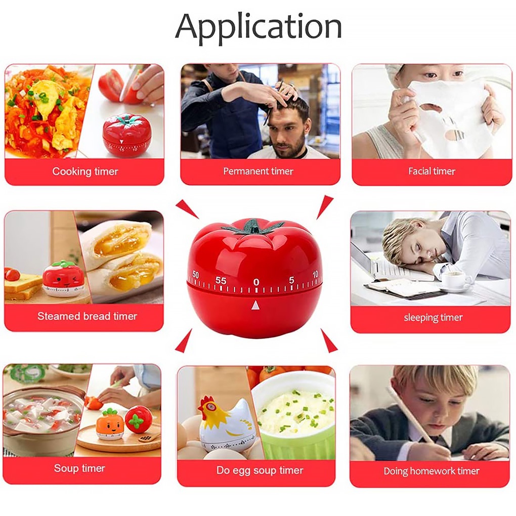 [CHOO] Kitchen Tomato Countdown Timer Fitness Baking Time Reminder Kids Student Mechanical Alarm Clock